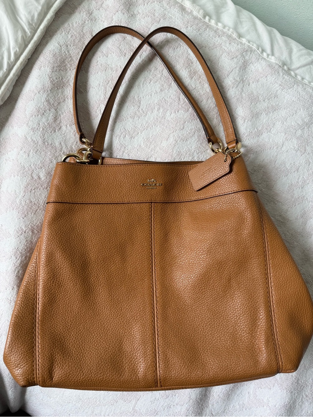 Coach Pebbled Leather Shoulder Bag in Cognac, excellent condition